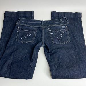 7FAM Dojo dark wash mid rise wide leg jeans size 32